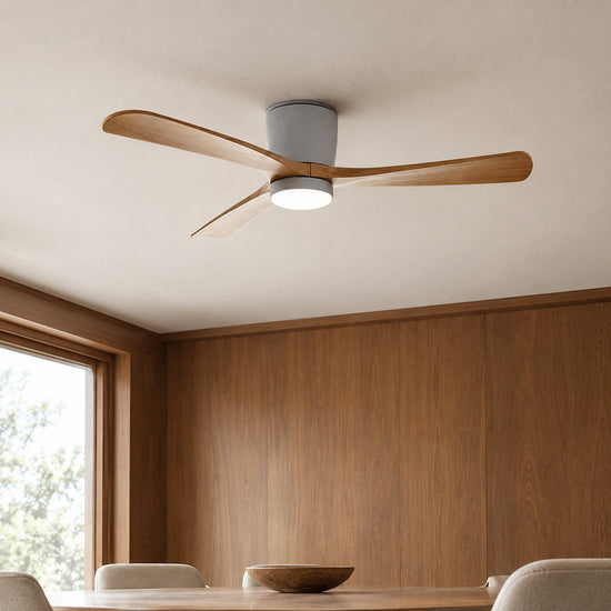 Nordic Wooden Ceiling Fan Light, 42-Inch x H 11-Inch, White & Natural Wood, Power: ~18W & Warm Light for Living Room