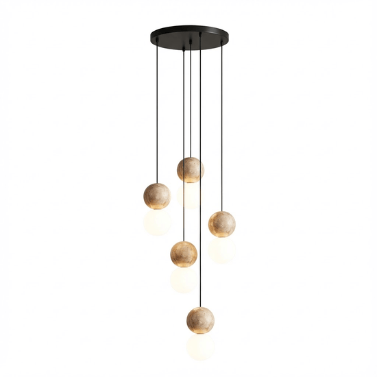 Camille Travertine Pendant Light,1 Light-11 Lights Yellow Travertine & White for Dining Room & Living Room