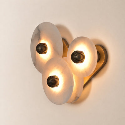 Nayra Alabaster Wall Lamp, 7.9~13.8-Inch, White & Bronze, Triac Warm Dimming for Living Room & Dining Room