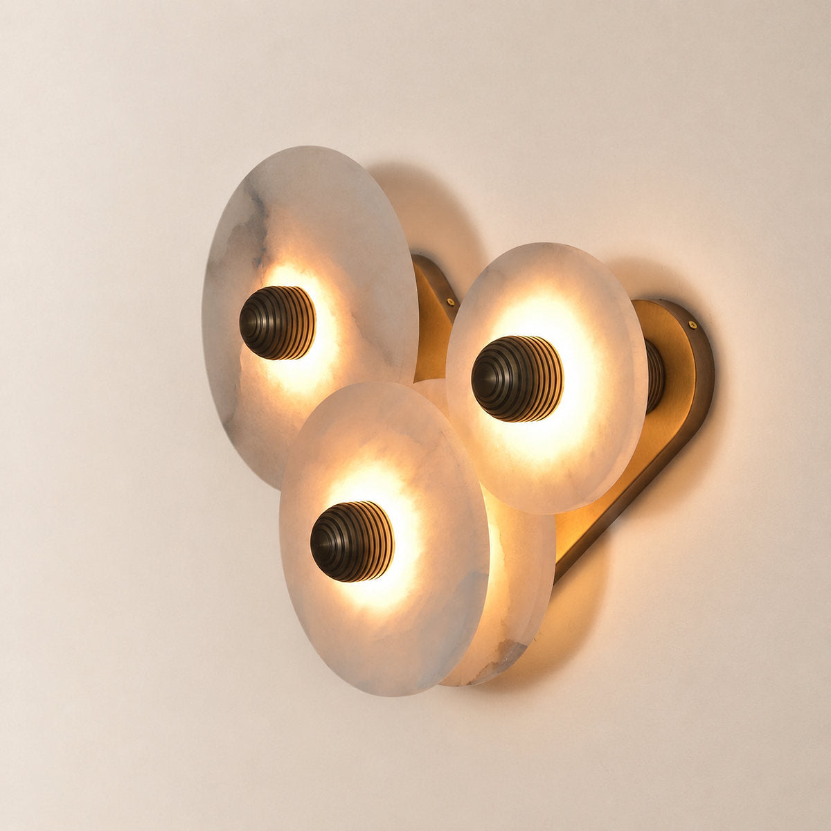 Nayra Alabaster Wall Lamp, 7.9~13.8-Inch, White & Bronze, Triac Warm Dimming for Living Room & Dining Room