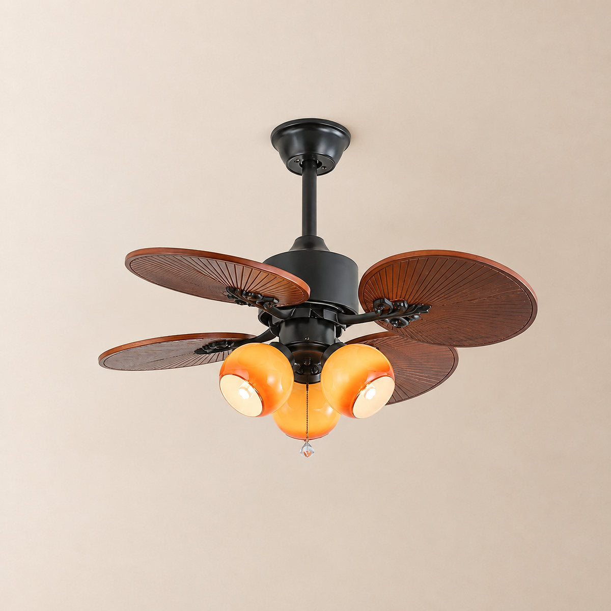 Tricolordeer Island Wooden Ceiling Fan Light