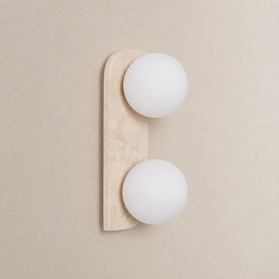 Elysian Travertine Wall Lamp, 3.9-Inch x H 7.1~18.9-Inch, Yellow Travertine & White for Living Room & Dining Room