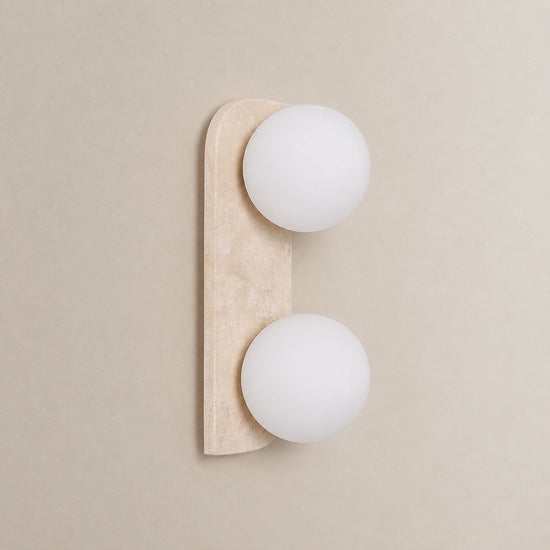 Elysian Travertine Wall Lamp, 3.9-Inch x H 7.1~18.9-Inch, Yellow Travertine & White for Living Room & Dining Room