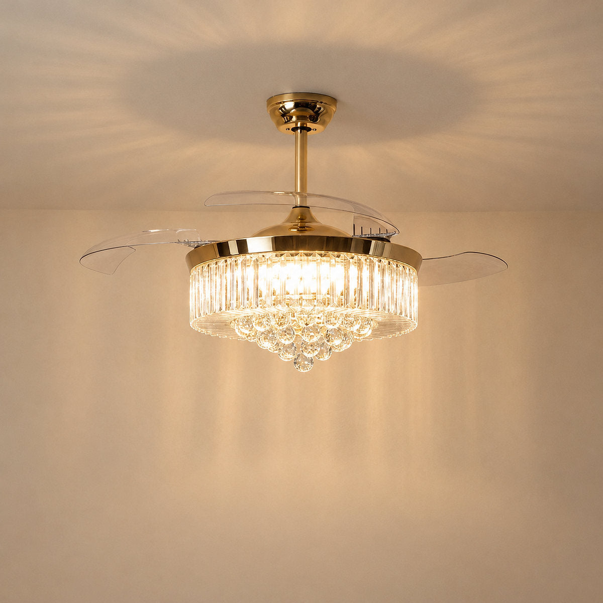 Invisible-Blade Crystal Chandelier Ceiling Fan
