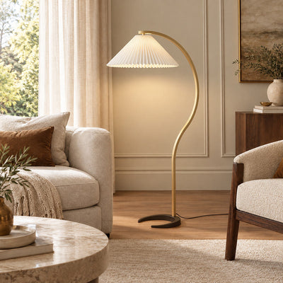 Tricolordeer Beech Wood and Linen Floor Lamp