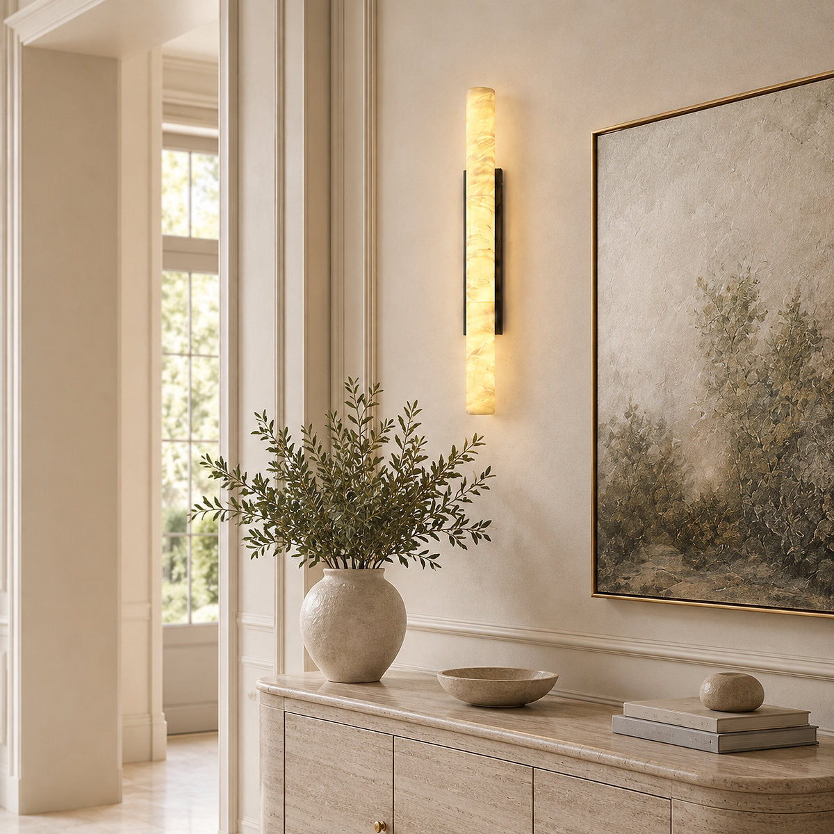 Tricolordeer 20/35.8-Inch Linear Cloud Stone Wall Light