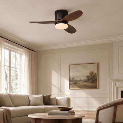 Lumo Petal Ceiling Fan Light, 36-Inch x H 9.4-Inch, Walnut & Black, Warm Light for Living Room