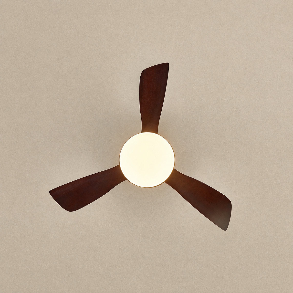 Aurevo Ceiling Fan Light, 36~52-Inch x H 15.7-Inch, Walnut Wood & Gold, Three-Color Light for Living Room