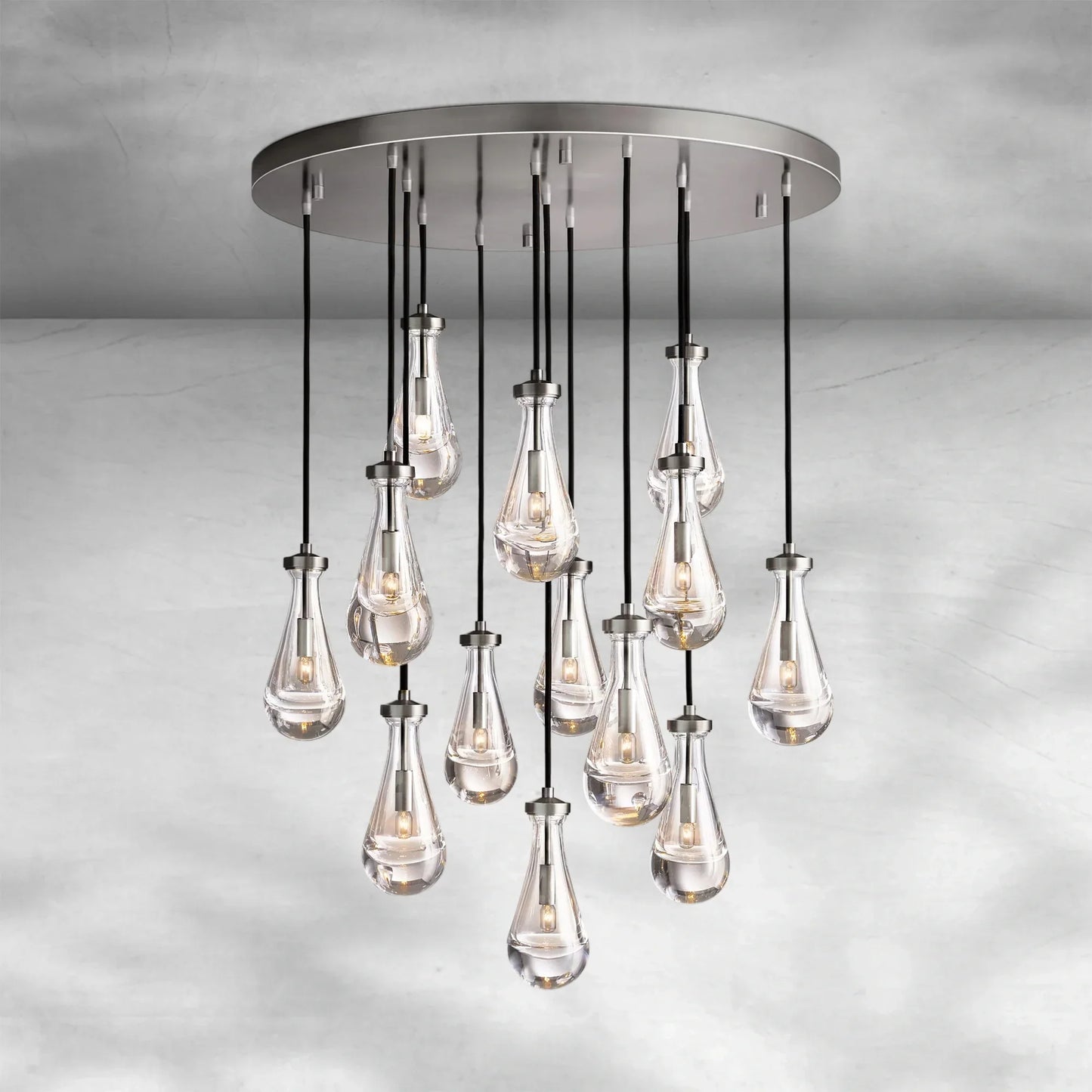 Soltaire Raindrop Round Chandelier 36"