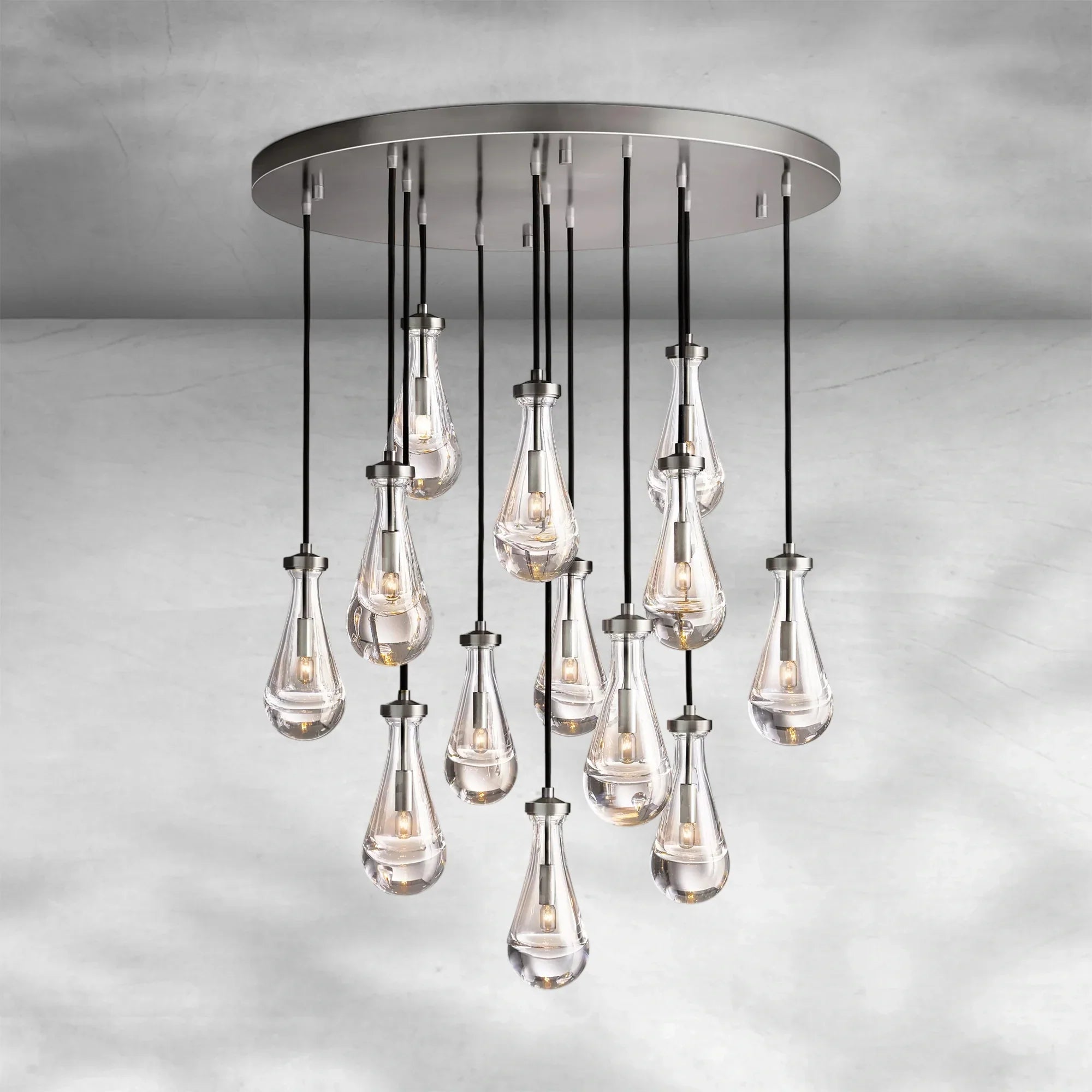 Soltaire Raindrop Round Chandelier 36"