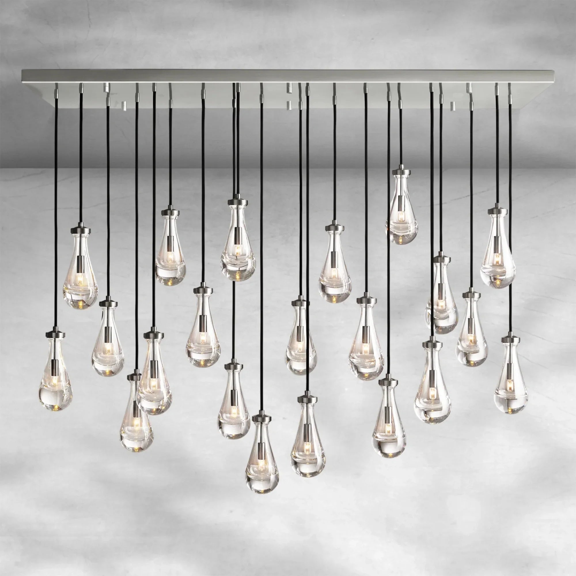 Soltaire Raindrop Glass Linear Chandelier 72"