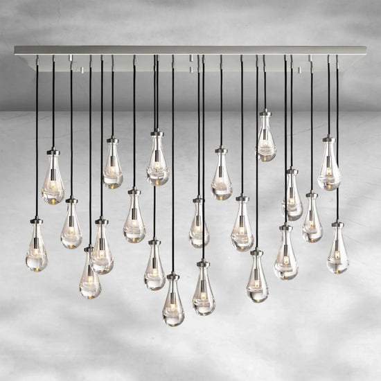 Soltaire Raindrop Glass Linear Chandelier 72"