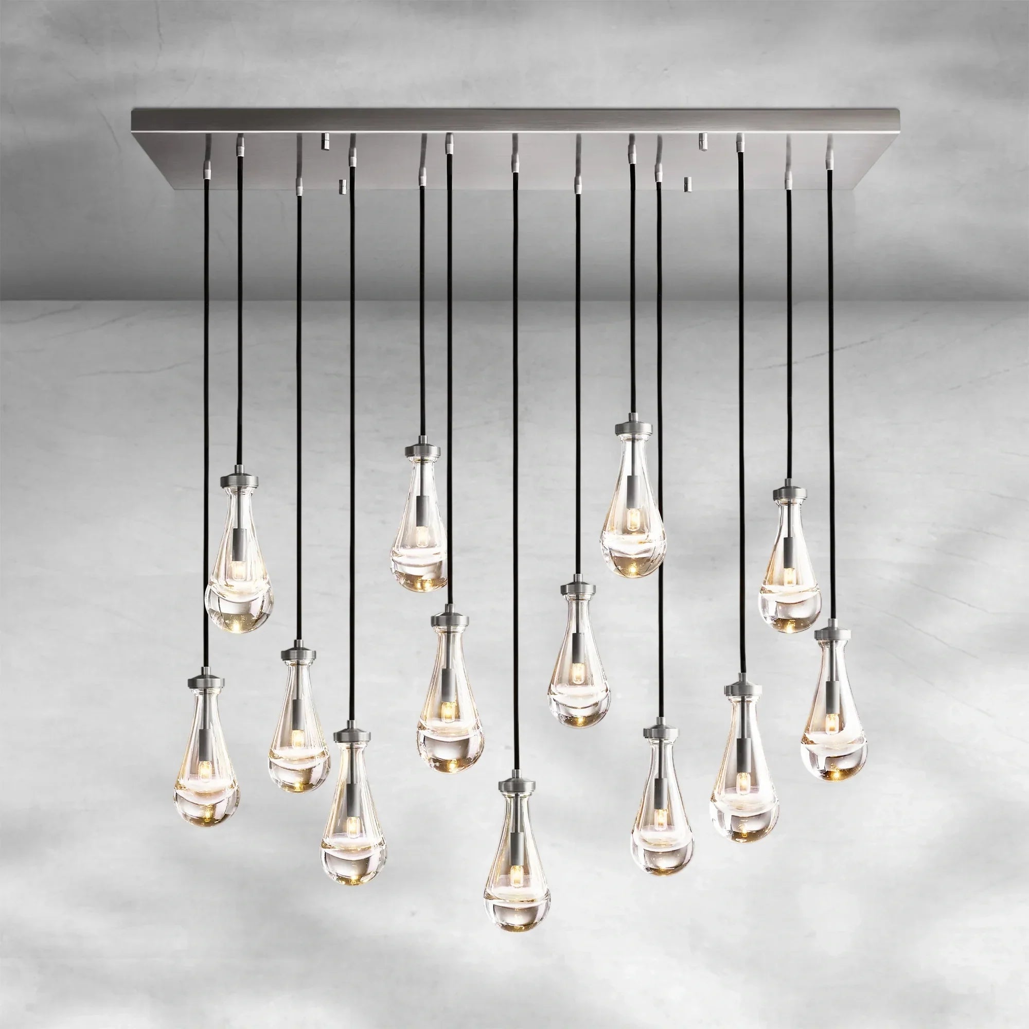 Soltaire Raindrop Glass Linear Chandelier 54"