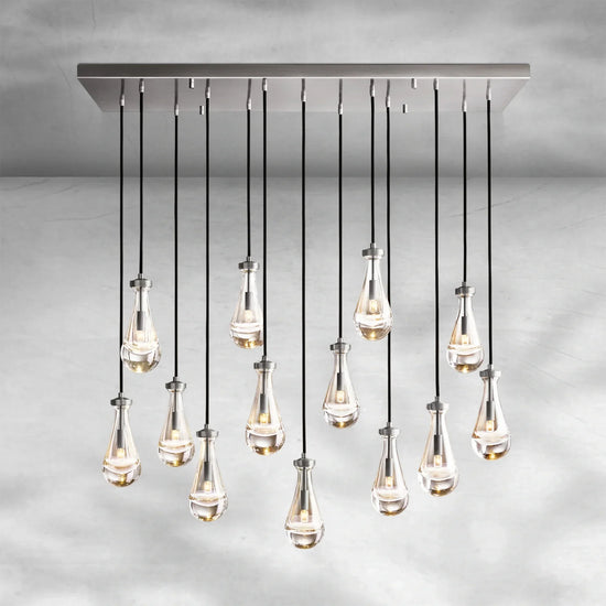 Soltaire Raindrop Glass Linear Chandelier 54"