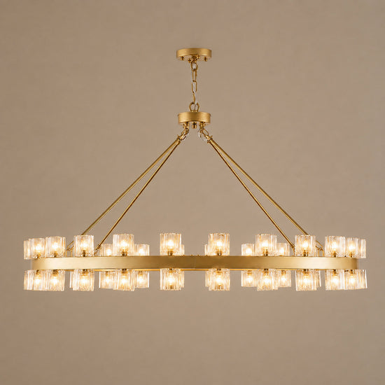 Tricolordeer Brass Ring Chandelier with 48/60 Lights (Brushed Brass / Matte Black)