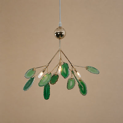 Rose Gold Chandelier with Natural Stone Slices