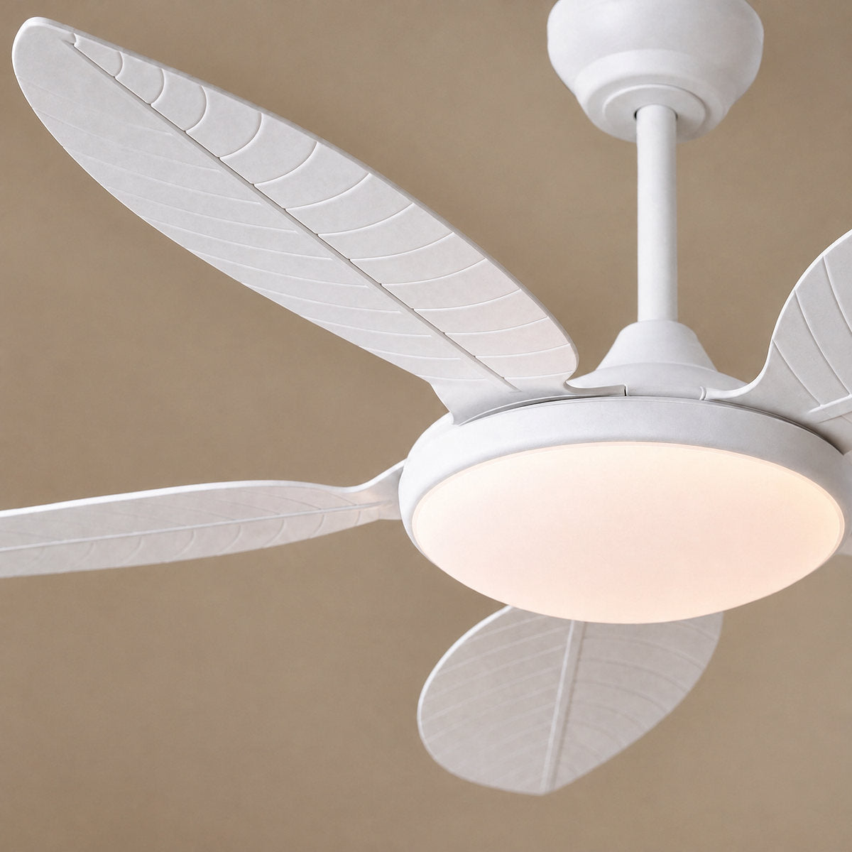 Tricolordeer Carved Palm-Leaf Dome Light Ceiling Fan