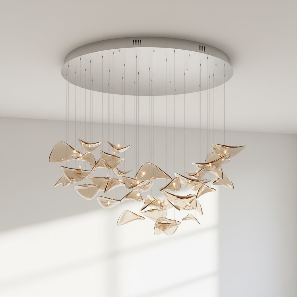 Galaxy Wave Floating Leaf Crystal Spiral Chandelier