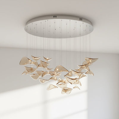 Galaxy Wave Floating Leaf Crystal Spiral Chandelier