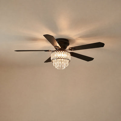 Tricolordeer Tiered Crystal Chandelier Black Ceiling Fan