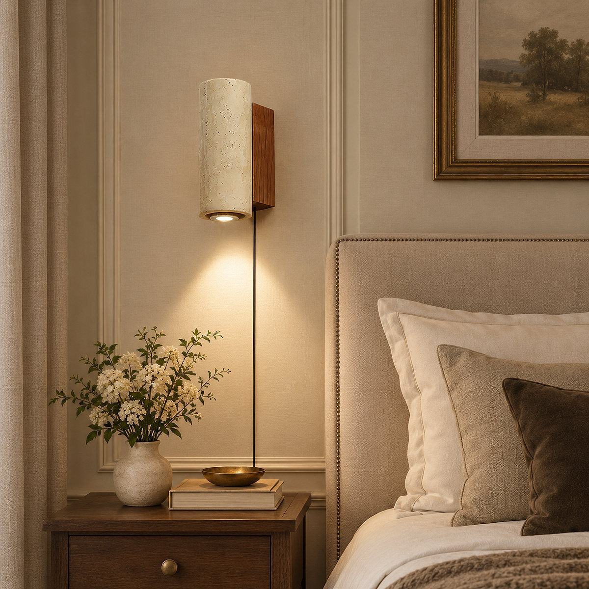 Blend Plug-in Wall Lamp, 2.6-Inch x H 9.1-Inch, Walnut, Warm Light & US Plug for Bedroom & Living Room
