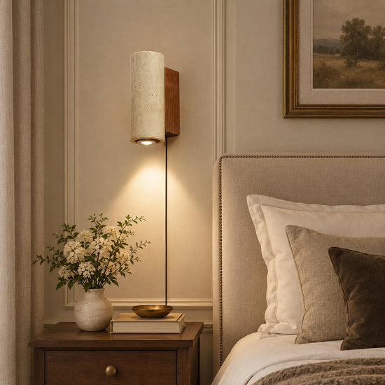 Blend Plug-in Wall Lamp, 2.6-Inch x H 9.1-Inch, Walnut, Warm Light & US Plug for Bedroom & Living Room