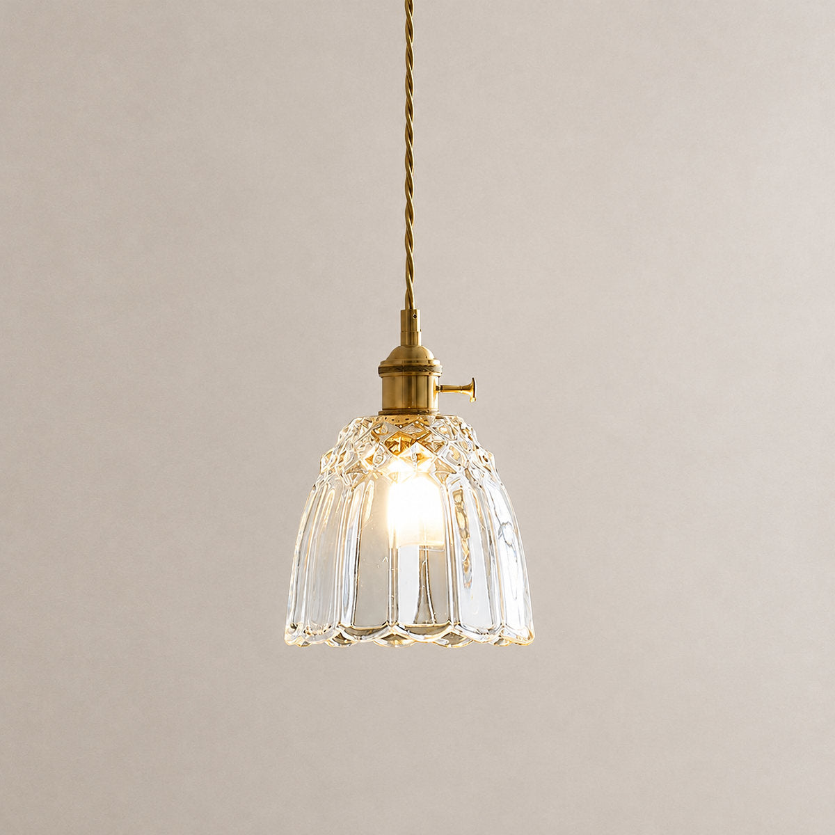 Farmhouse Cottage Pendant Light in Clear Blown Glass