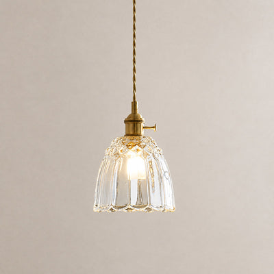 Farmhouse Cottage Pendant Light in Clear Blown Glass