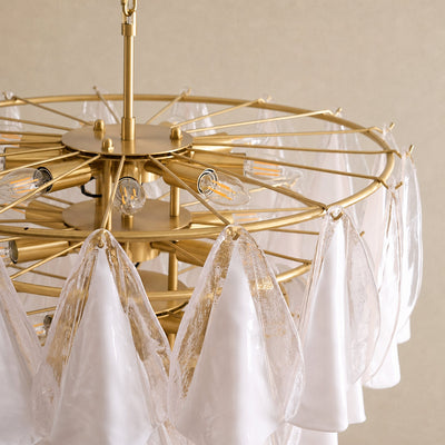 Tricolordeer Round White Glass Chandelier