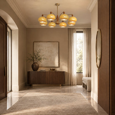 Tricolordeer Victorian Inspired Wood and Glass Chandelier