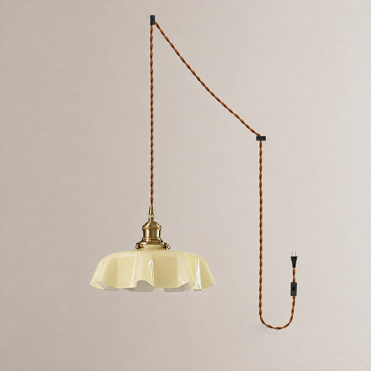 Pleated Glass Dome Swag Pendant Light