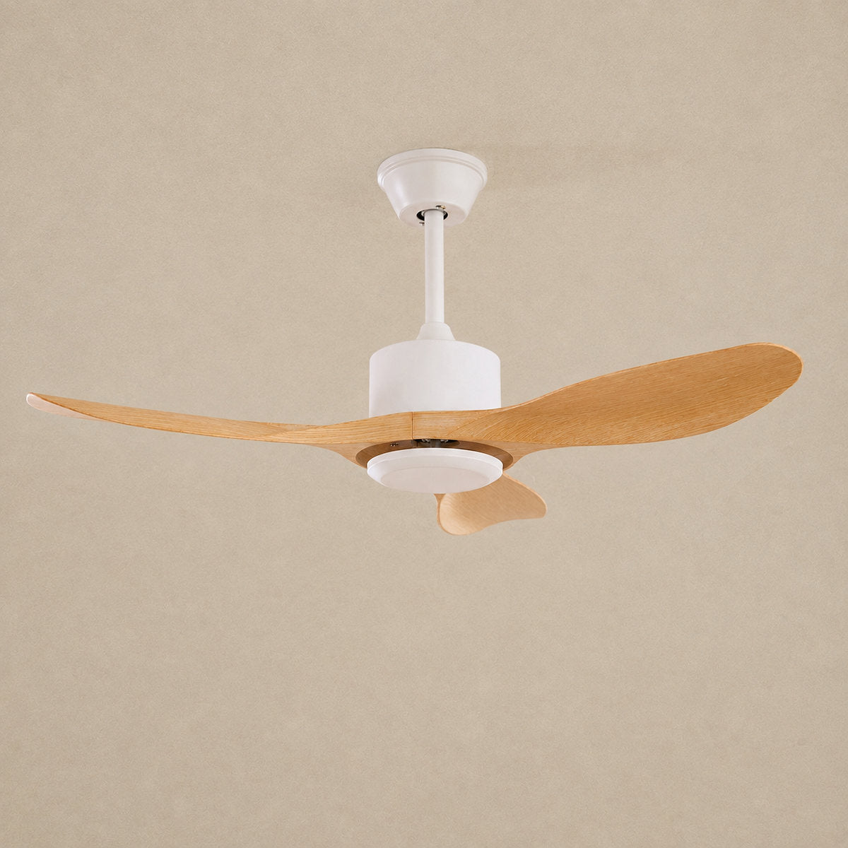 Amelia Ceiling Fan Light, 42~52-Inch x H 9.8-Inch, Natural Wood Grain & White (ABS blades) for Living Room