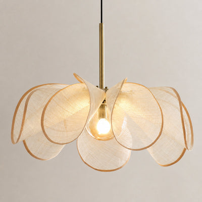 Woven Abaca Fiber Floral Pendant Lamp