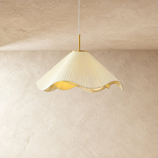 Elara Pendant Light, 15.7-Inch x H 59-Inch, Beige & Gold for Dining Room & Living Room
