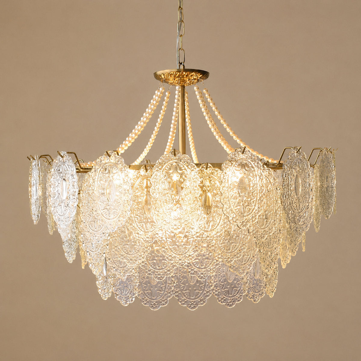 Gold Glass Drop Chandelier