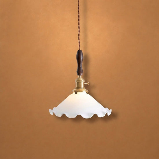 Modern Walnut and Brass Pendant Light