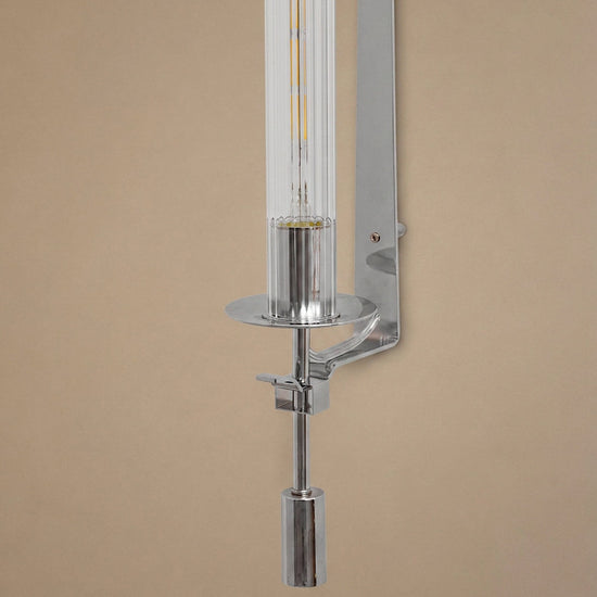 French Classicism Wall Lamp, 4.7~9-Inch x H 28-Inch, Brass & Clear glass for Living Room & Dining Room