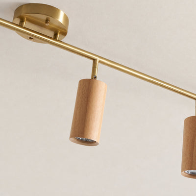 Tricolordeer Gold Brass Ceiling Light: Walnut Wood, 1–4 Heads