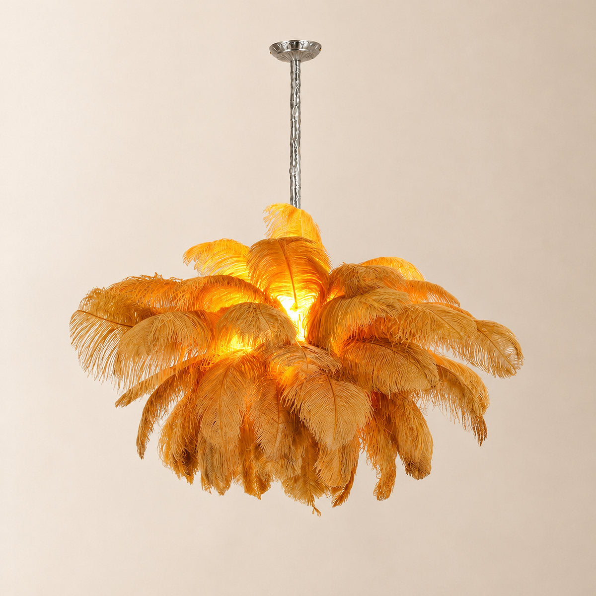 Tricolordeer Layered Plume Brass Chandelier