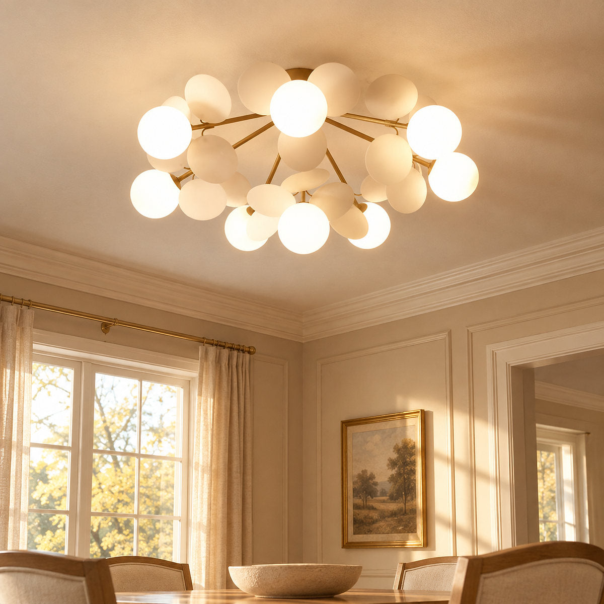 Round Macaron Ceiling Light, 20.5-Inch x H 12.5-Inch for Living Room