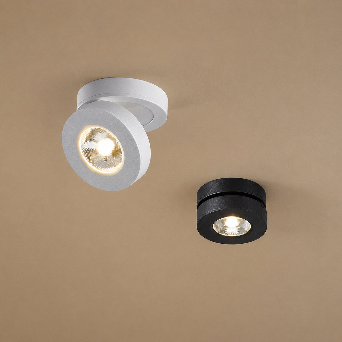 Round Rotating LED Downlight Wall Lamp, 3.4-Inch x H 0.9-Inch, White, Warm Light for Bedroom & Living Room