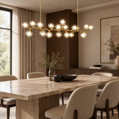 Golden Branch Glass Globe Chandelier