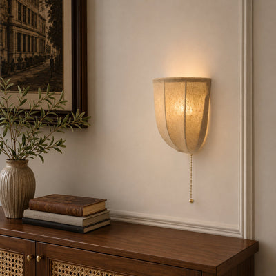 Sienna Linen Wall Lamp, 7.1-Inch x H 6.3-Inch, Beige for Living Room