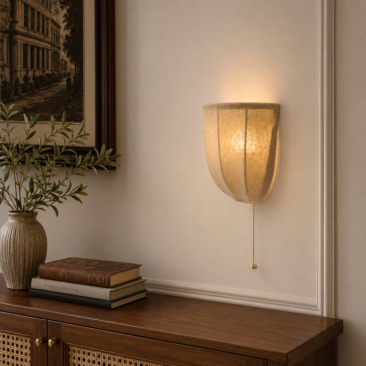 Sienna Linen Wall Lamp, 7.1-Inch x H 6.3-Inch, Beige for Living Room