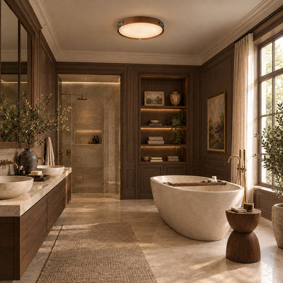 Acrylic Ceiling Light in Wood and Walnut Finishes