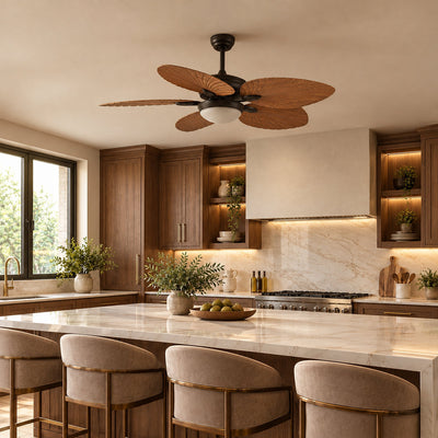 Tricolordeer Tropical 5-Blade LED Dome Ceiling Fan