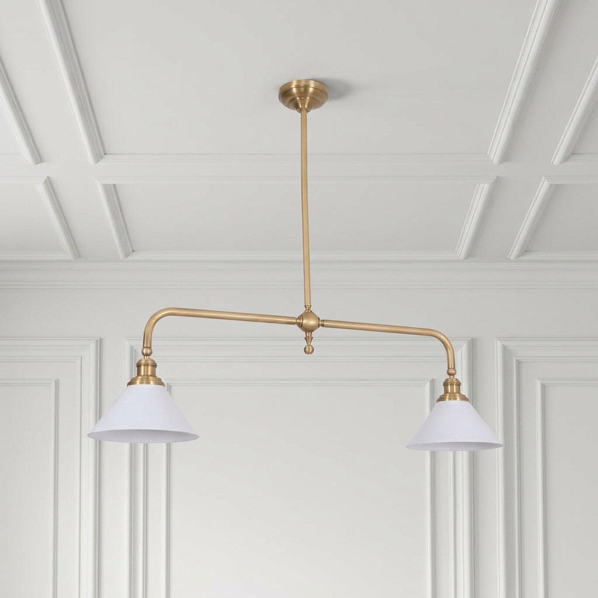 2-Light Linear Brass Pendant Lamp