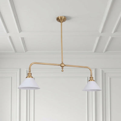 2-Light Linear Brass Pendant Lamp