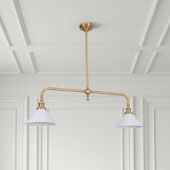 2-Light Linear Brass Pendant Lamp