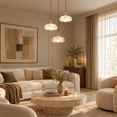 Pleated Glass Dome Swag Pendant Light